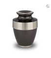 Grote Metalen Urn Zwart met Zilverkleurige Banden
