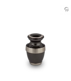 Metalen Mini Urn Zwart met Zilverkleurige Banden