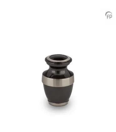 Metalen Mini Urn Zwart met Zilverkleurige Banden