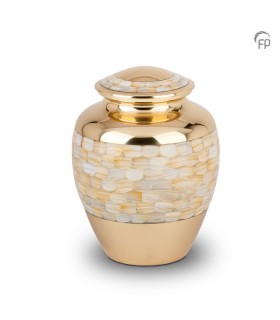 Grote Metalen Urn Goudkleur met Parelmoer