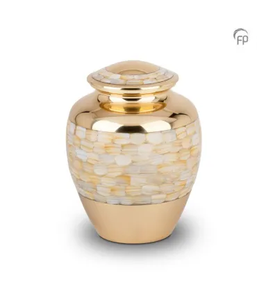 Grote Metalen Urn Goudkleur met Parelmoer