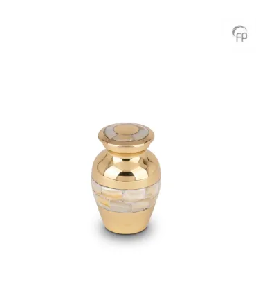 Metalen Mini Urn Goudkleur met Parelmoer