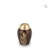 Messing Mini Urn Bruin met Goudkleurige Blad Gravure