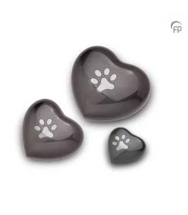 Metalen Mini Dieren Hart Urn Pootje Antraciet