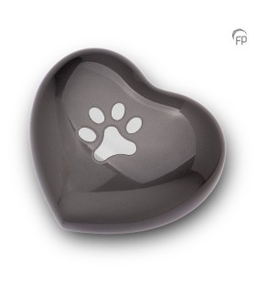 Grote Metalen Dieren Hart Urn 'Pootje' Antraciet