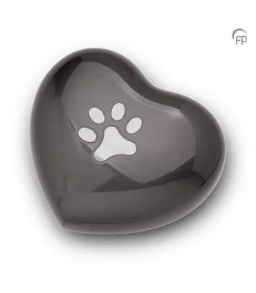 Grote Metalen Dieren Hart Urn 'Pootje' Antraciet