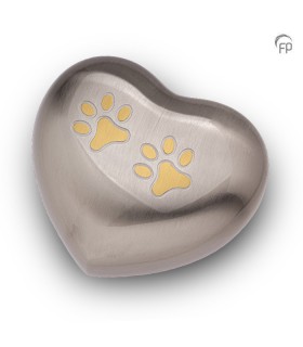 Grote Metalen Dieren Hart Urn Pootjes Zilverkleur met Goudkleur Mat