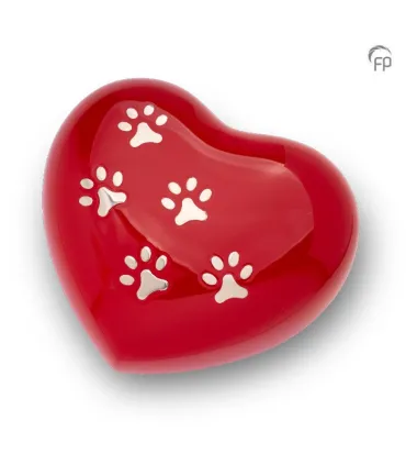 Grote Metalen Dieren Hart Urn Pootjes Rood