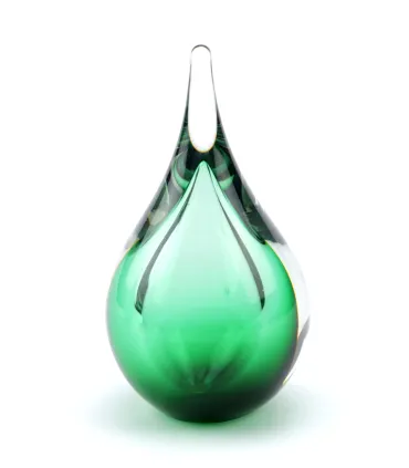 Glazen Memorie Urn Druppel Small Groen