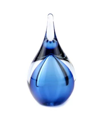Glazen Memorie Urn Druppel Small Lichtblauw