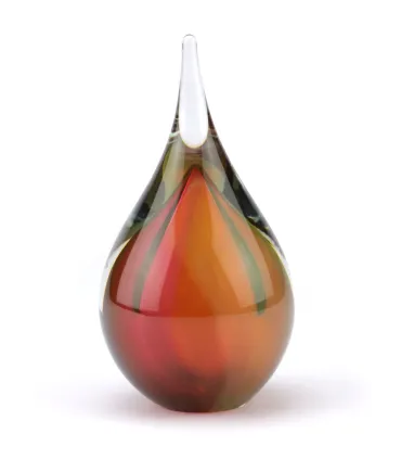 Glazen Memorie Urn Druppel Small Roze/Goudkleur