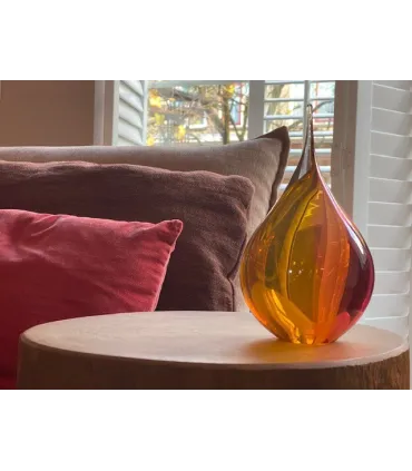 Glazen Memorie Urn Druppel Medium Roze/Goudkleur