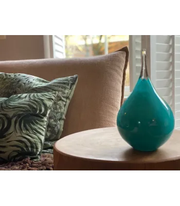 Glazen Memorie Urn Druppel Medium Turquoise