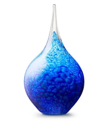Glazen Memorie Urn Druppel Medium Opaque Blauw