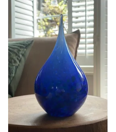 Glazen Memorie Urn Druppel Medium Opaque Blauw