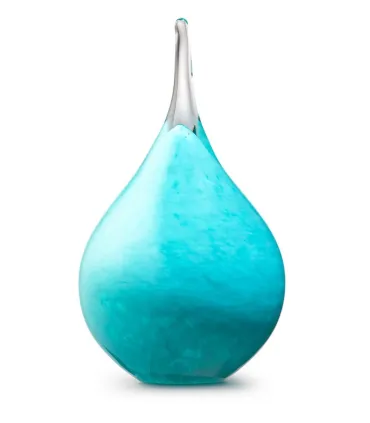 Glazen Memorie Urn Druppel Medium Turquoise