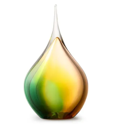 Glazen Memorie Urn Druppel Medium Goudgroen