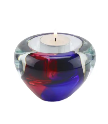 Glazen Memorie Kaarsenhouder Tealight Roze Blauw
