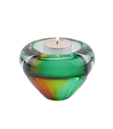 Glazen Memorie Kaarsenhouder Tealight Goudgroen