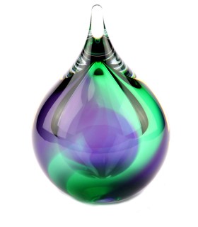 Glazen Memorie Urn Bubble Groen Paars