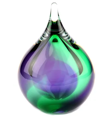 Glazen Memorie Urn Bubble Groen Paars