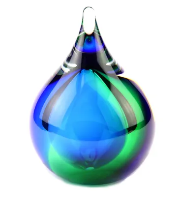 Glazen Memorie Urn Bubble Groen Blauw