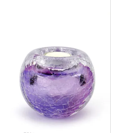 Glazen Premium Kaarsenhouder Tealight Krakele Lila