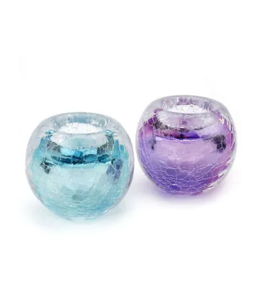 Glazen Premium Kaarsenhouder Tealight Krakele Lila