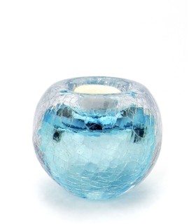 Glazen Premium Kaarsenhouder Tealight Krakele Tiffany Blauw