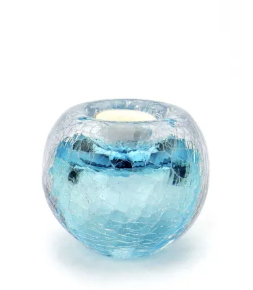 Glazen Premium Kaarsenhouder Tealight Krakele Tiffany Blauw