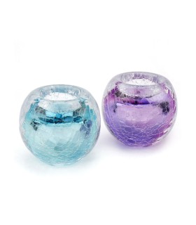 Glazen Premium Kaarsenhouder Tealight Krakele Tiffany Blauw