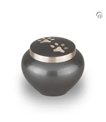 Kleine Metalen Dierenurn Pootjes Antraciet Zilverkleur