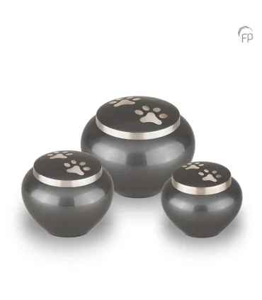 Kleine Metalen Dierenurn Pootjes Antraciet Zilverkleur