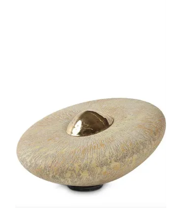 Keramische Balance Urn 'Disk Groot' Zonnegeel