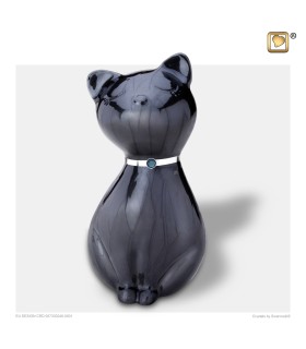 Messing Dierenurn 'Kat' Zwart met Swarovski