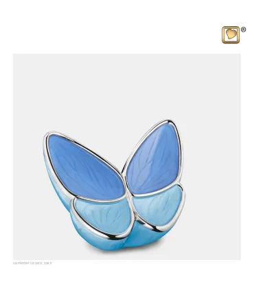 Messing Mini Urn blauw 'Butterfly'