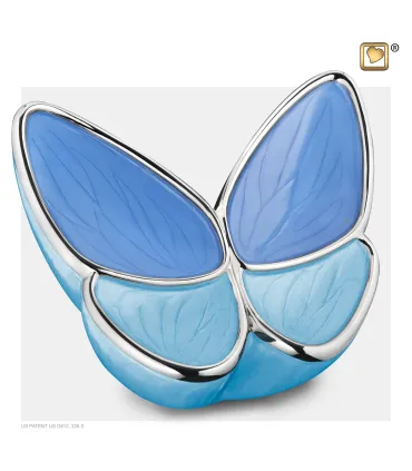 Grote Messing Urn blauw 'Butterfly'