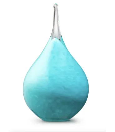 Glazen Memorie Urn Druppel Small Turquoise