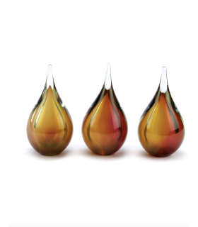 Glazen Memorie Urn Druppel Small Roze/Goudkleur