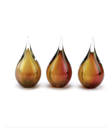 Glazen Memorie Urn Druppel Small Roze/Goudkleur