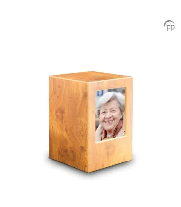 Grote MDF Houten Urn Lichtbruin met Foto