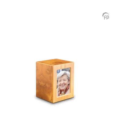 Middelgrote MDF Houten Urn Lichtbruin met Foto