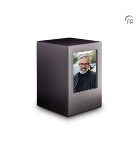 Grote MDF Houten Urn Antraciet met Foto