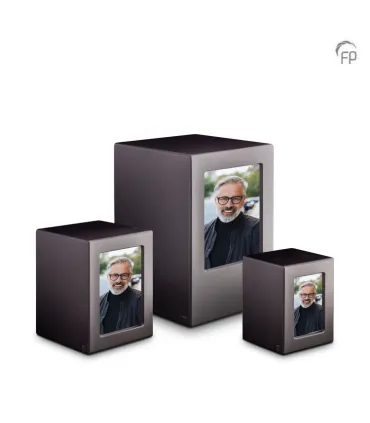 Grote MDF Houten Urn Antraciet met Foto