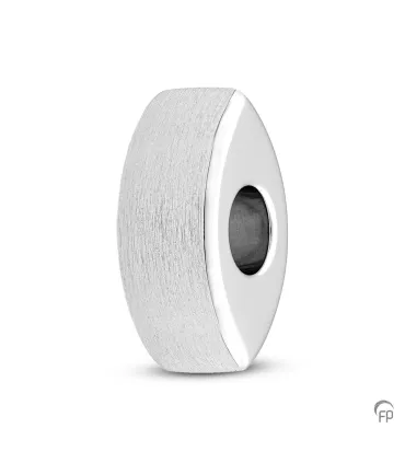 Zilveren Memorial Bead Asbedel Ovaal