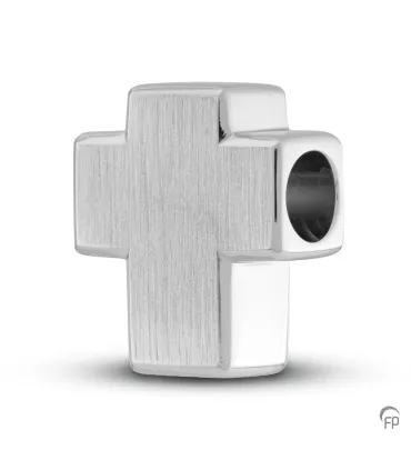 Zilveren Memorial Bead Asbedel Kruis