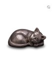 Keramische Geert Kunen Dierenurn Zilverkleurige Slapende Kat