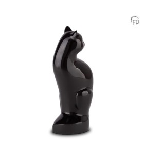 Metalen Dierenurn Kat Zittend Zwart