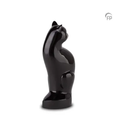 Metalen Dierenurn Kat Zittend Zwart