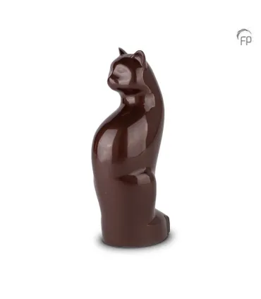 Metalen Dierenurn Kat Zittend Bruin